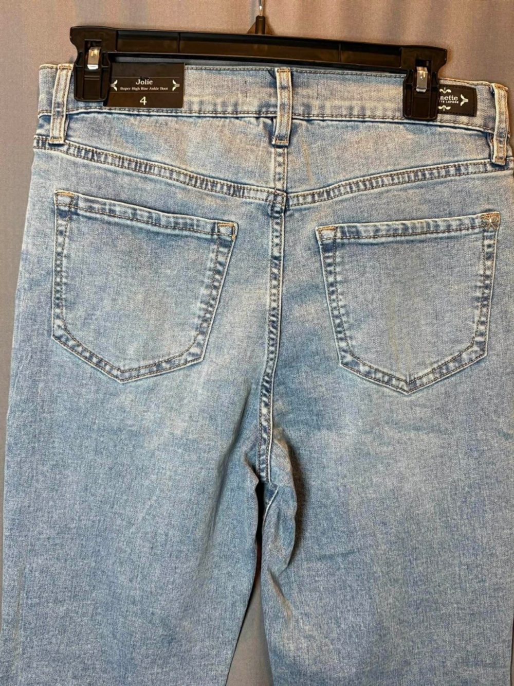 Nanette Lepore Light Blue Flare Jeans with Frayed Hem - Picture 3 of 11